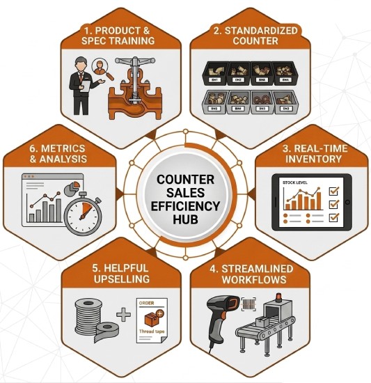 Mobile view of practical strategies to improve counter sales efficiency for PVF wholesale distributors